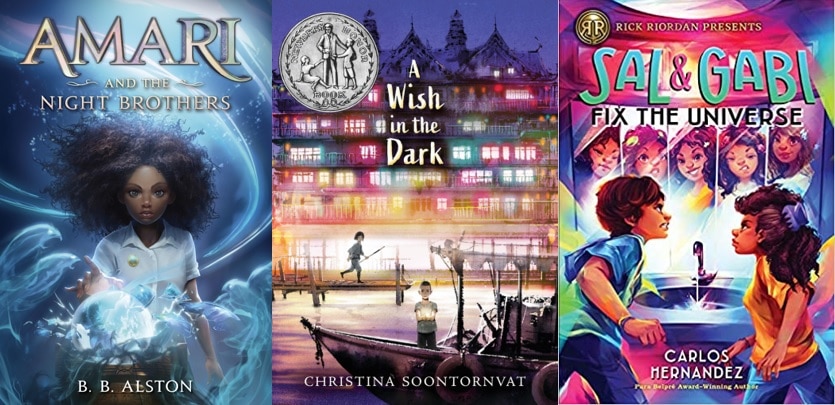 cover images of three middle grade fantasies